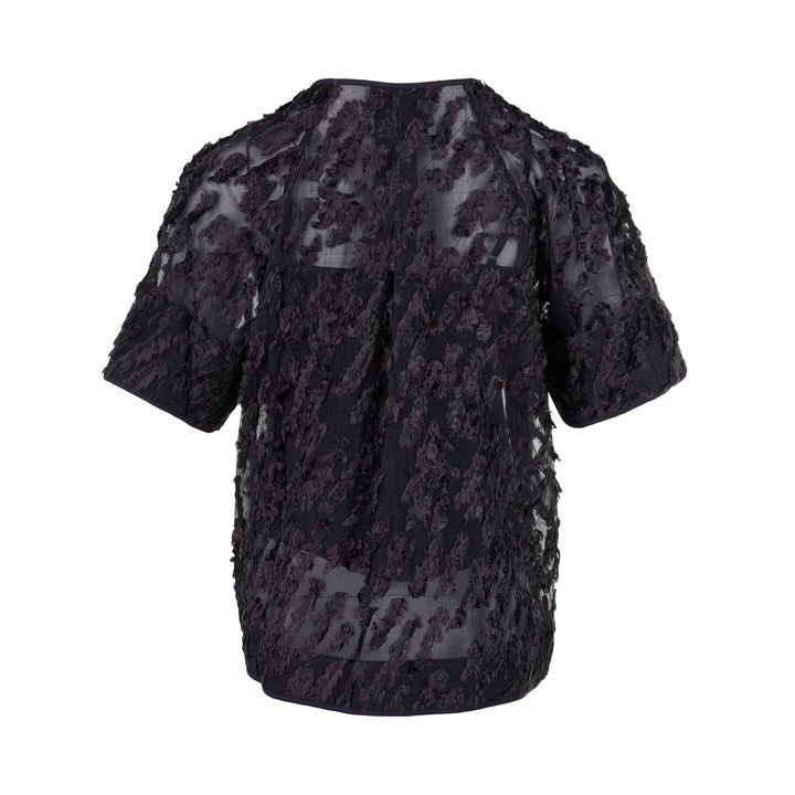 Textured Organza Short Sleeve Top