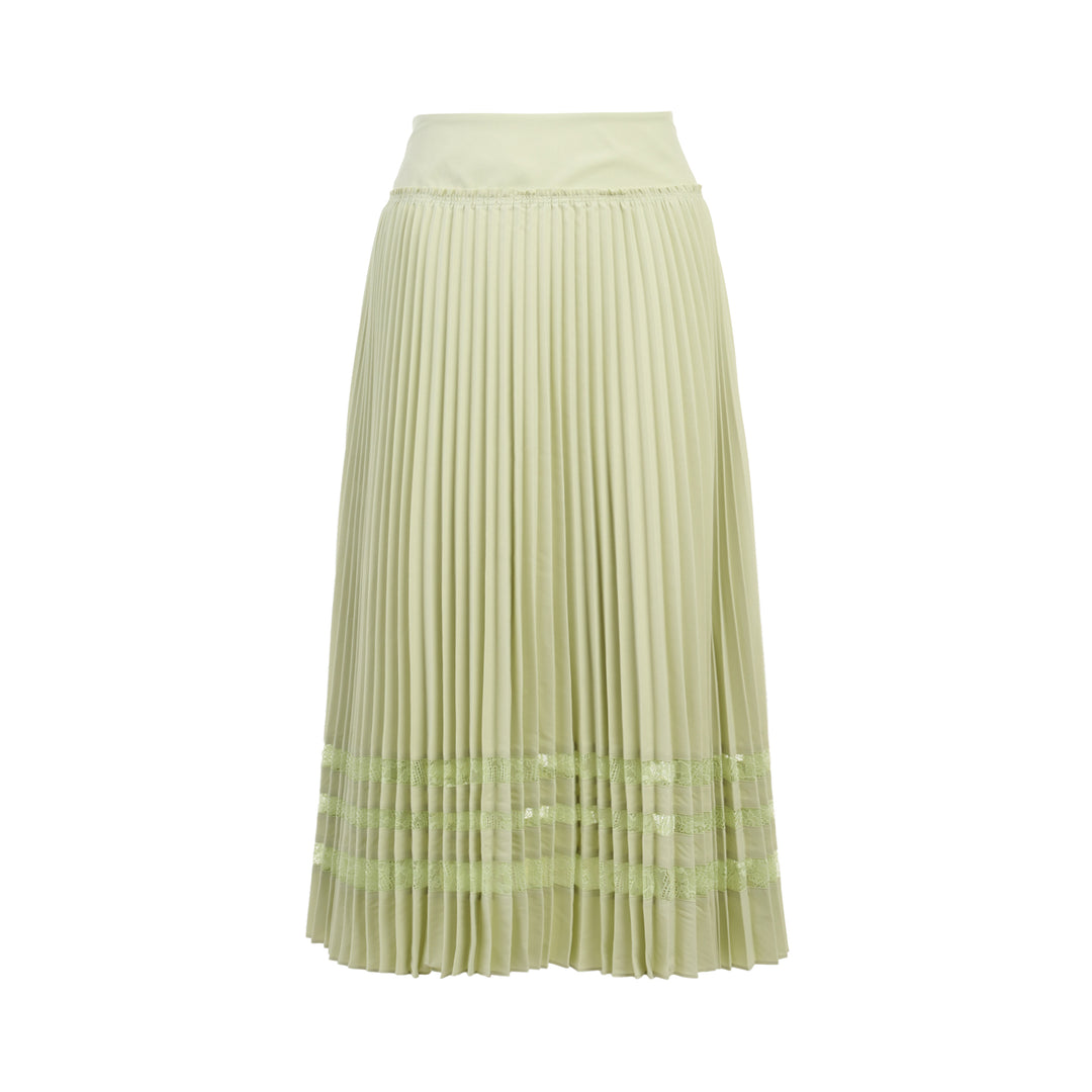 Midi Pleated Lace Skirt