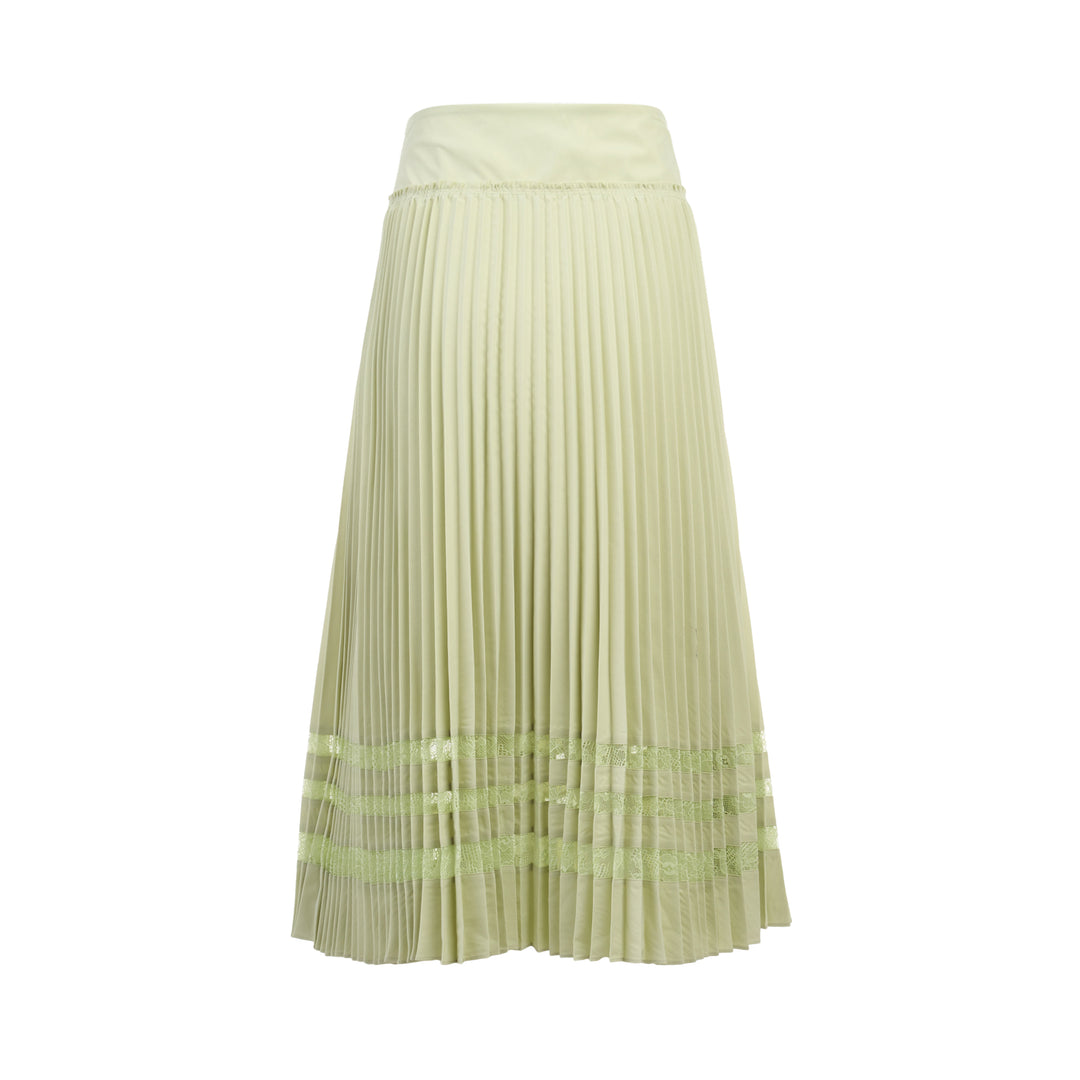 Midi Pleated Lace Skirt