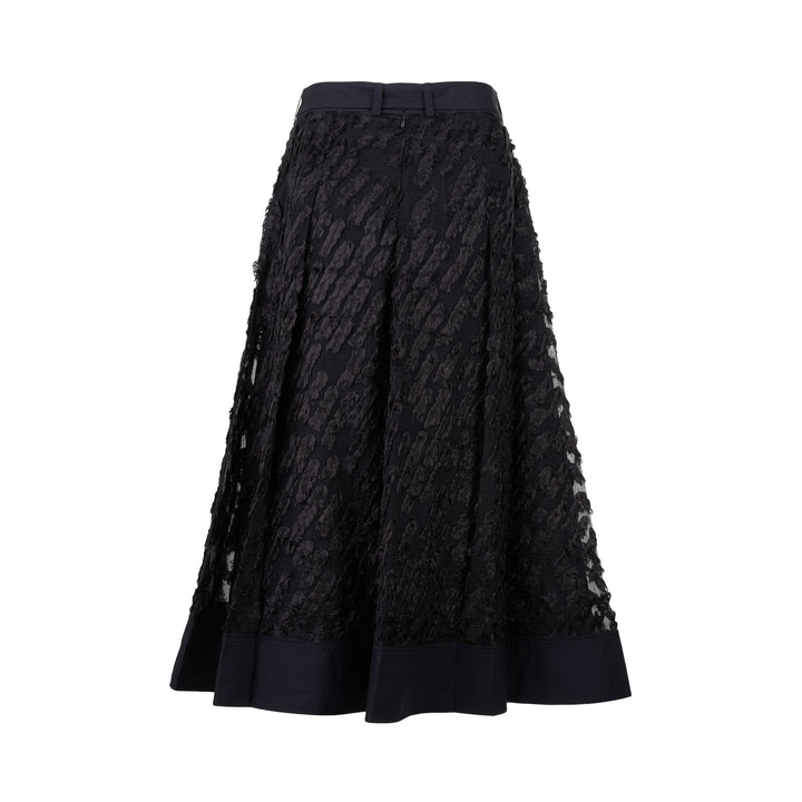 Textured Organza Belted Midi Skirt
