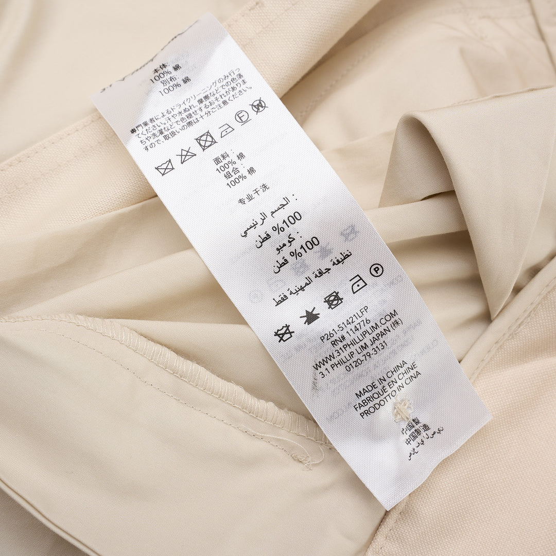 3.1 Phillip Lim Double Waistband Poplin Pants in ecru, featuring a wide-leg silhouette, drawstring waistband, and thigh patch pockets - view 3