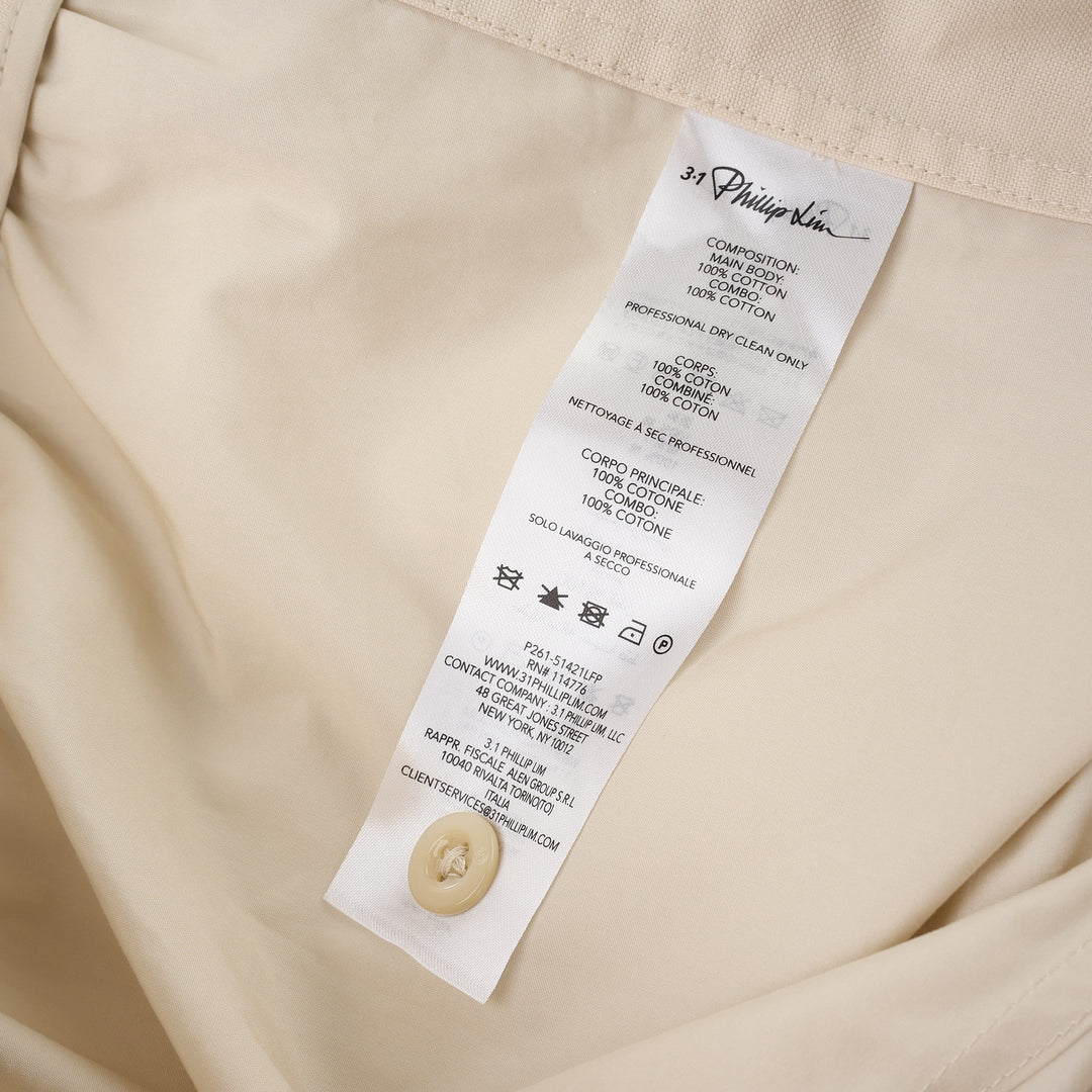 3.1 Phillip Lim Double Waistband Poplin Pants in ecru, featuring a wide-leg silhouette, drawstring waistband, and thigh patch pockets - view 4