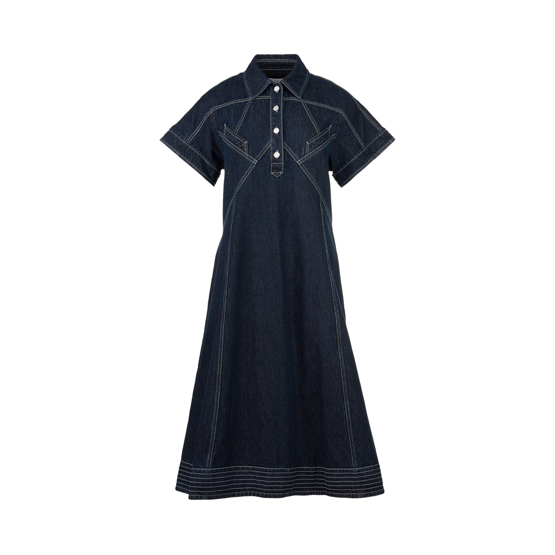 Trapeze Midi Denim Shirt Dress
