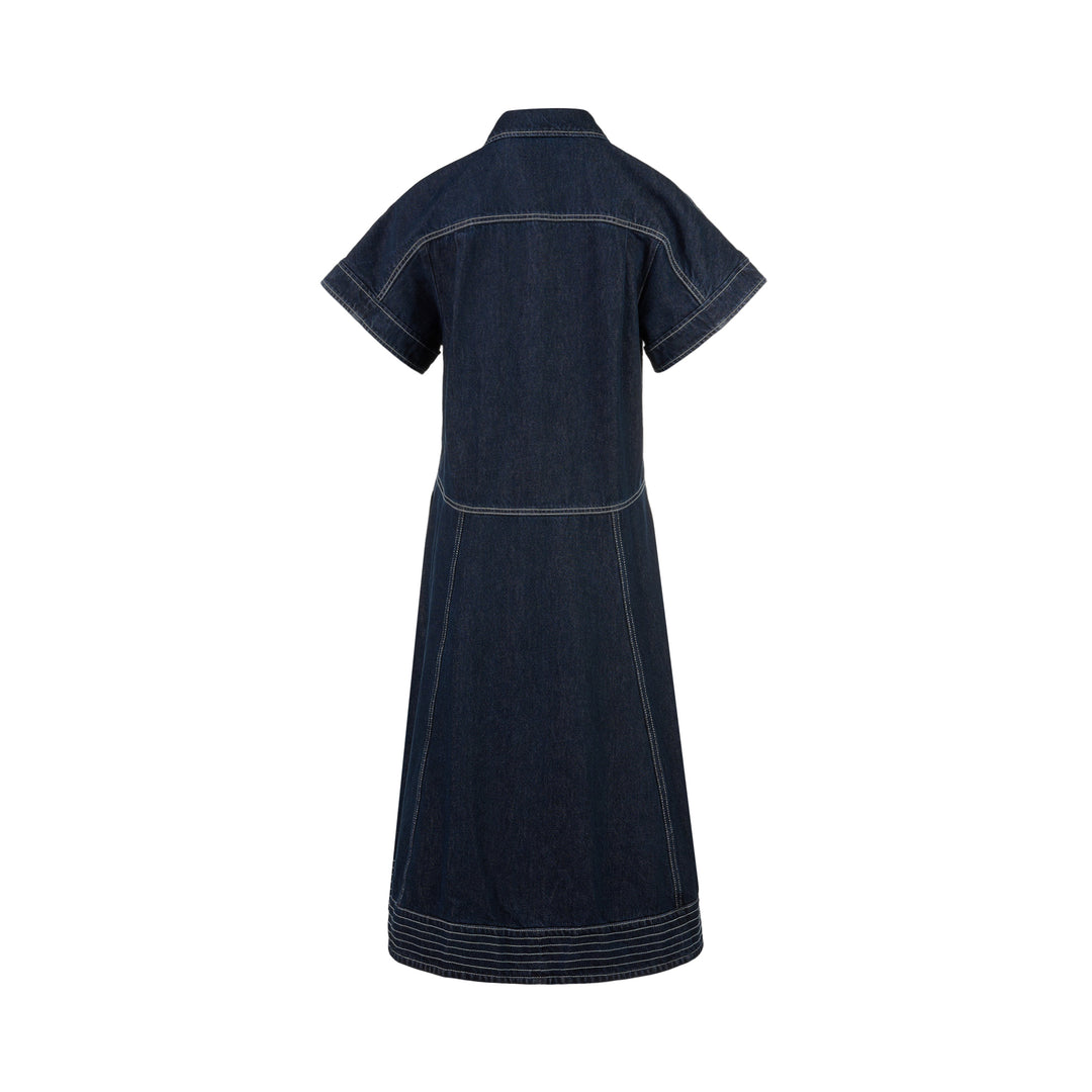Trapeze Midi Denim Shirt Dress