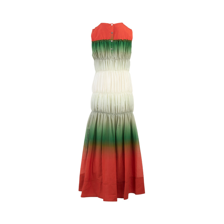 Ombré Voile Gathered Maxi Dress