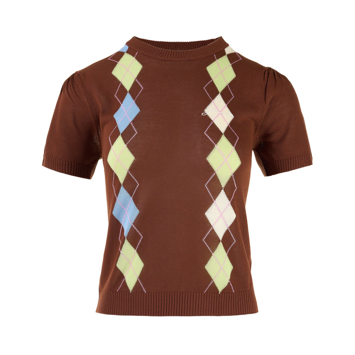 Argyle Knit Short Sleeve Tee