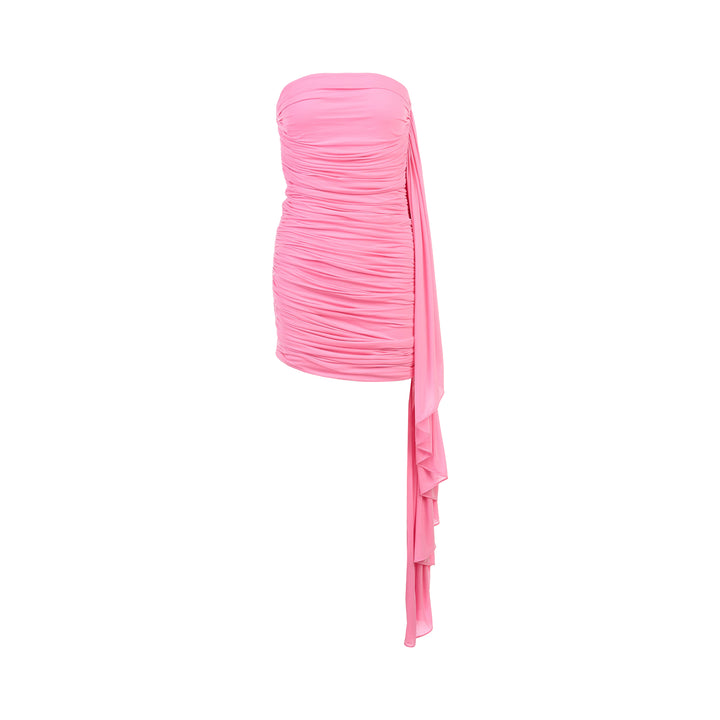Asymmetric Ruched Strapless Mini Dress