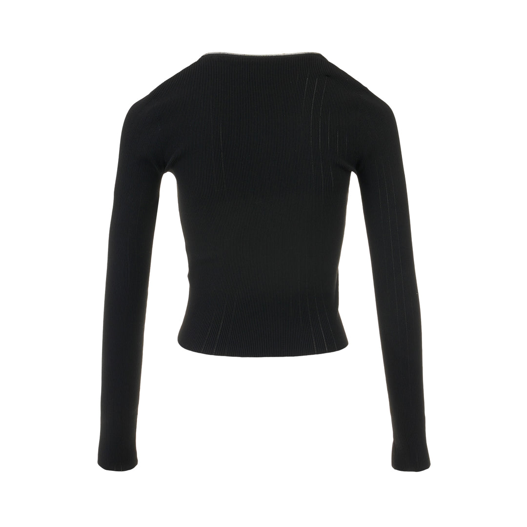 Long Sleeve V-Neck Pointelle Cardigan