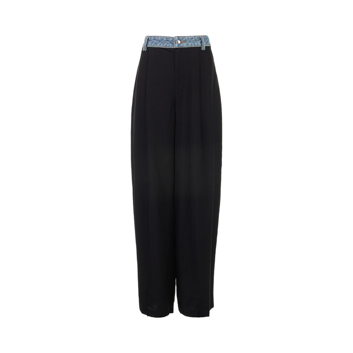 Mid-Rise Denim Waistband Pants