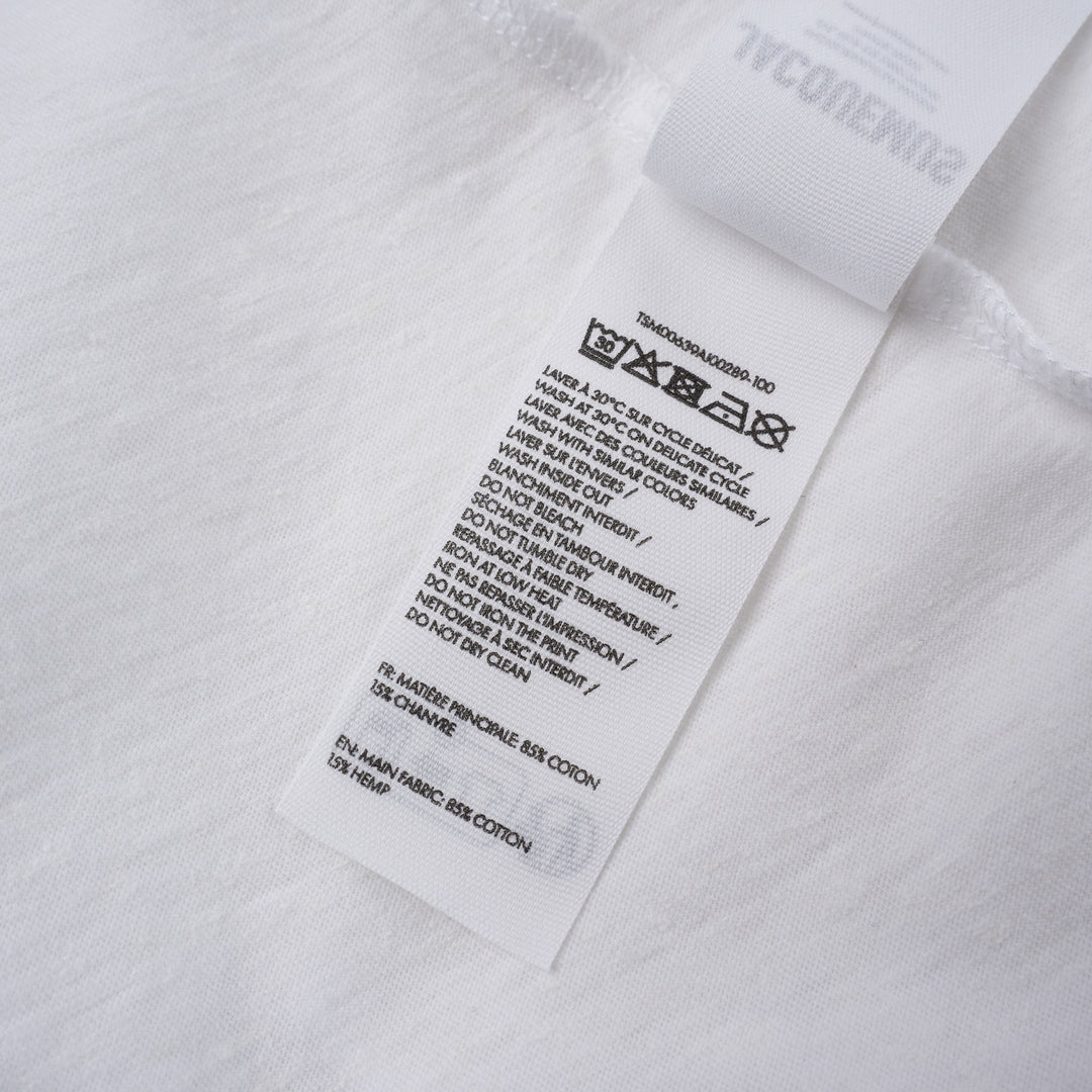Jacquemus black oversized short sleeve crew neck tee with cursive embroidered Jacquemus logo across the chest