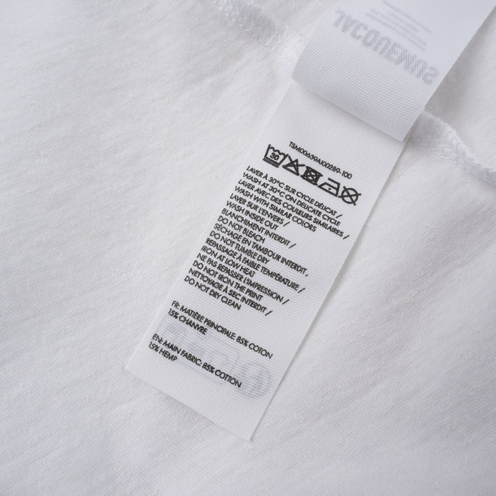 Jacquemus black oversized short sleeve crew neck tee with cursive embroidered Jacquemus logo across the chest