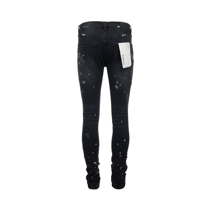Black Resin Knee Slit Jeans