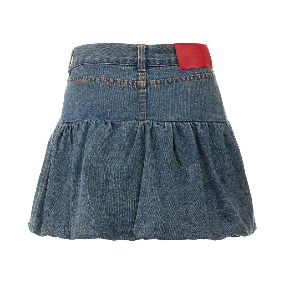 Denim Bubble Mini Skirt