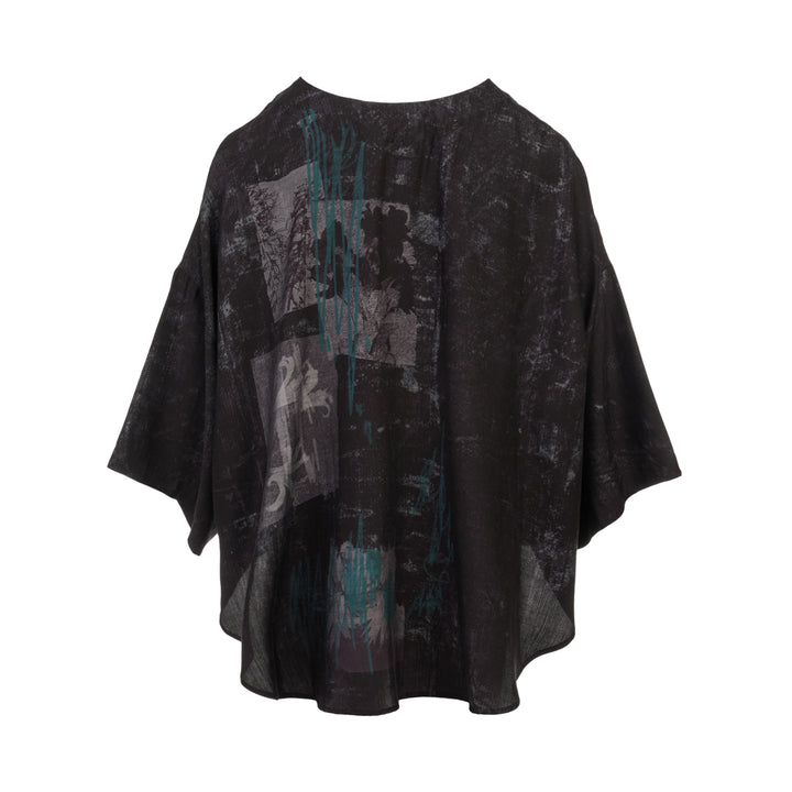 Abstract Print Half Sleeve Blouse
