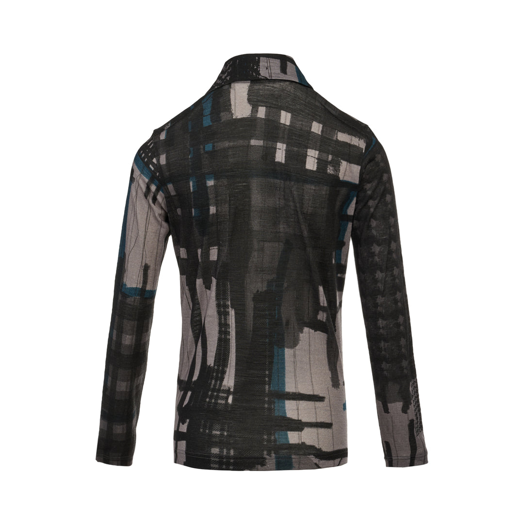 Round Collar Printed Cardigan