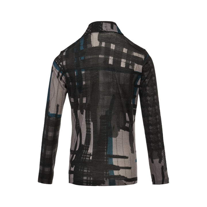 Round Collar Printed Cardigan