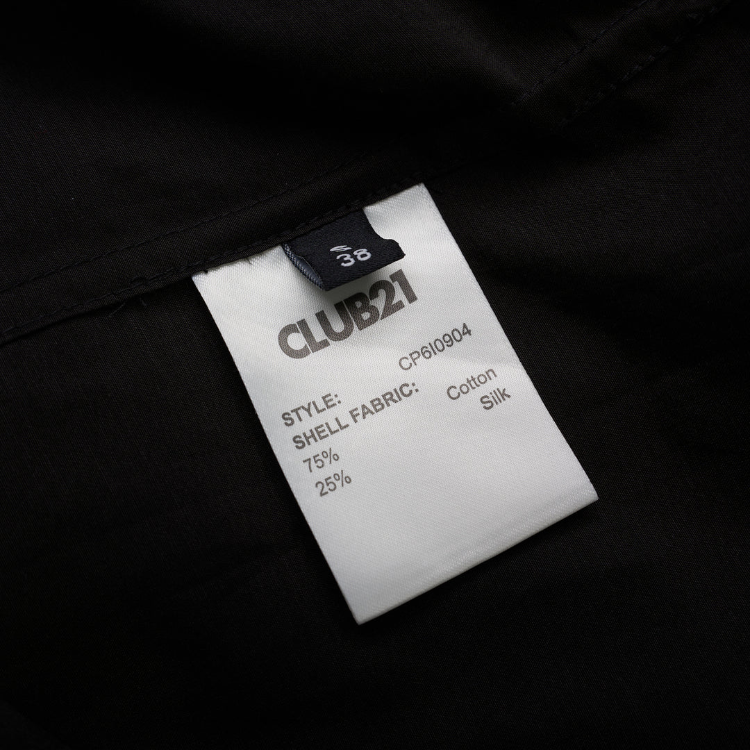 Black sheer silk-cotton Soline shirt with pleated tuxedo-style bib, pointed collar, concealed placket and long sleeves - view 3