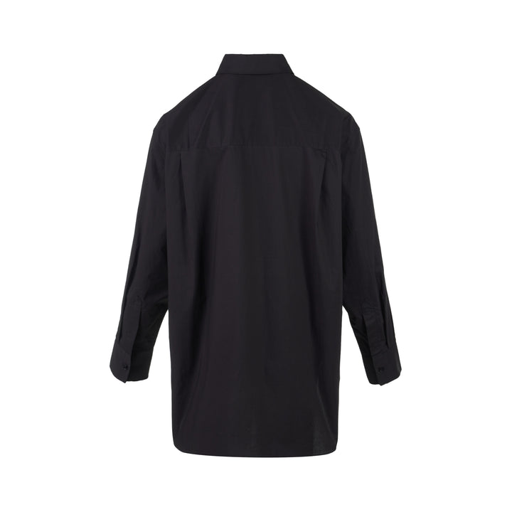 Black cotton tuxedo-style shirt with pleated bib front, concealed button placket and pointed collar from Club21 Collection - view 2