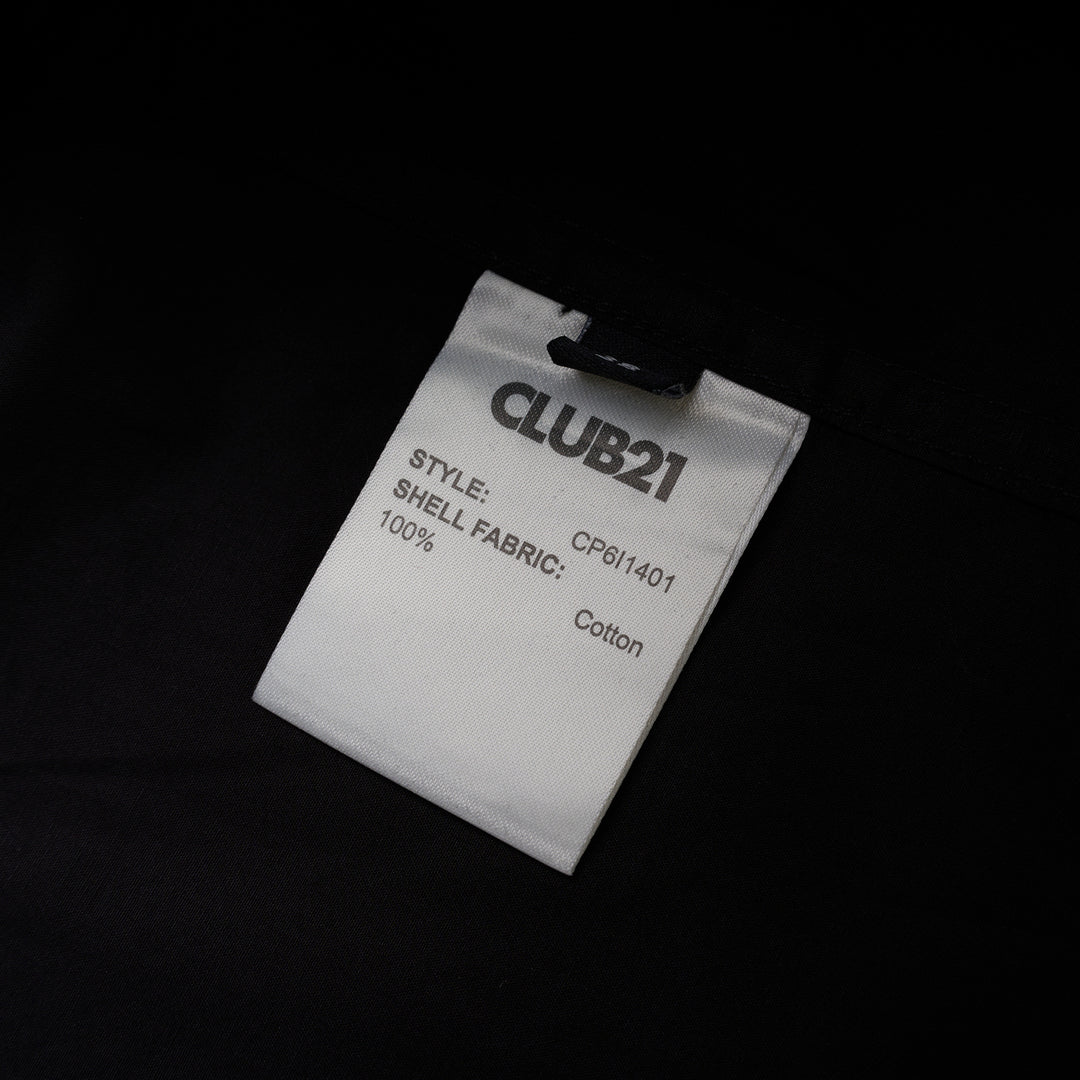 Black cotton tuxedo-style shirt with pleated bib front, concealed button placket and pointed collar from Club21 Collection - view 3