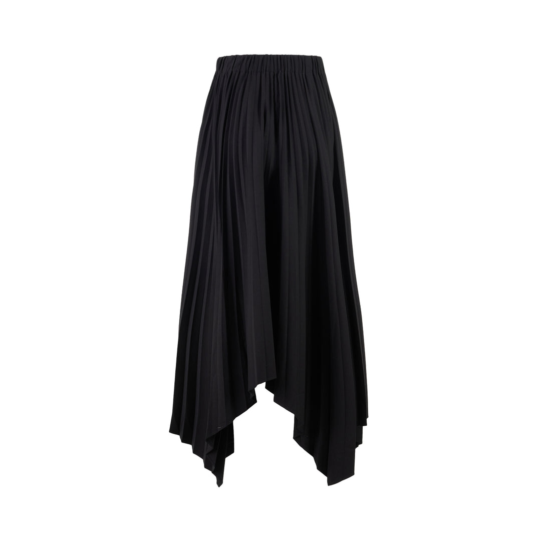 Black pleated midi skirt with elasticated waist and asymmetric handkerchief hem by Club21 Collection - view 2