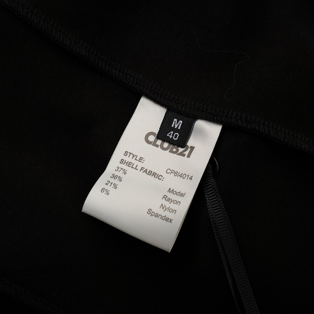 Back view of the Luna sleeveless high-neck midi dress in black stretch modal jersey with a concealed centre back zip - view 3