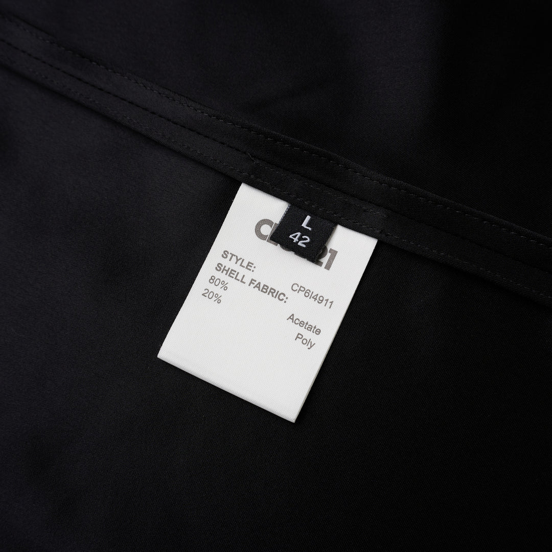 Black sleeveless satin wrap top with a V-neckline, tie waist and asymmetric draped hem from Club21 Collection - view 3