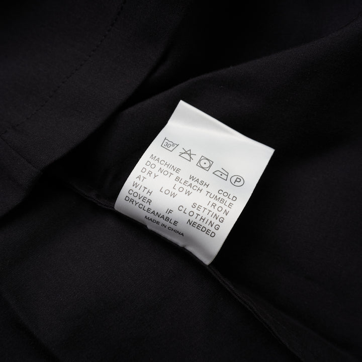 Black boat-neck short-sleeve top in light stretch rayon linen with kimono sleeves and gathered waist detail - view 4