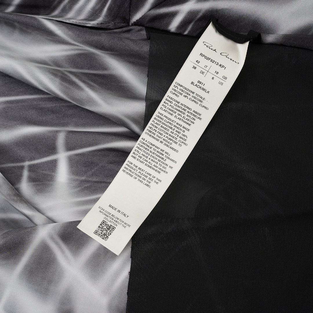 Rick Owens Half Moon wrap top in a black and white starburst print with a kimono-style silhouette and knotted tie front - view 4