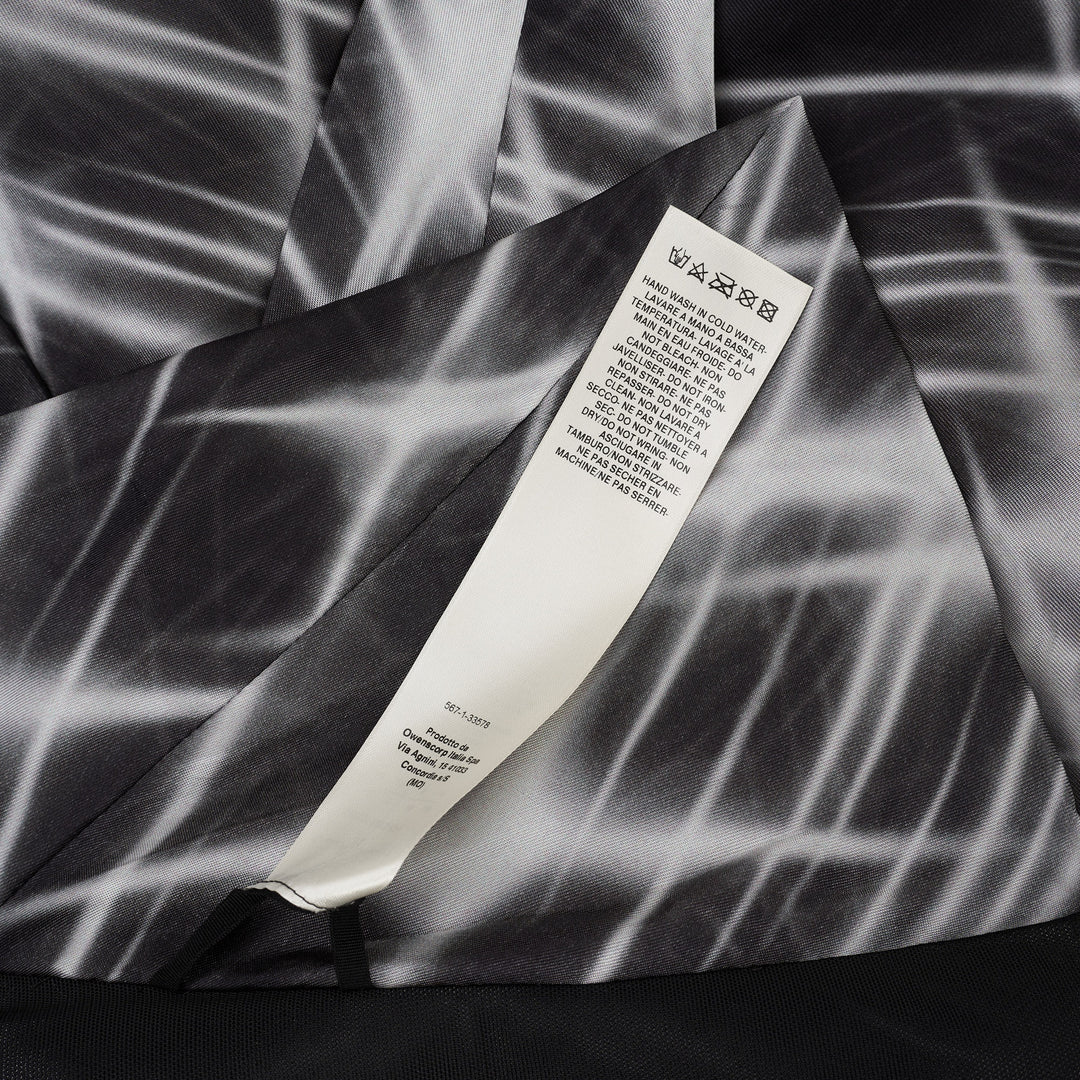 Rick Owens Half Moon wrap top in a black and white starburst print with a kimono-style silhouette and knotted tie front - view 3