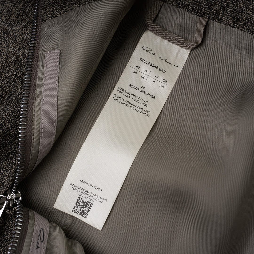 Rick Owens Sliced Maxi Skirt in heathered grey melange, featuring a wide structured waistband and a front centre vent, elongated column silhouette, product flat shot on white background