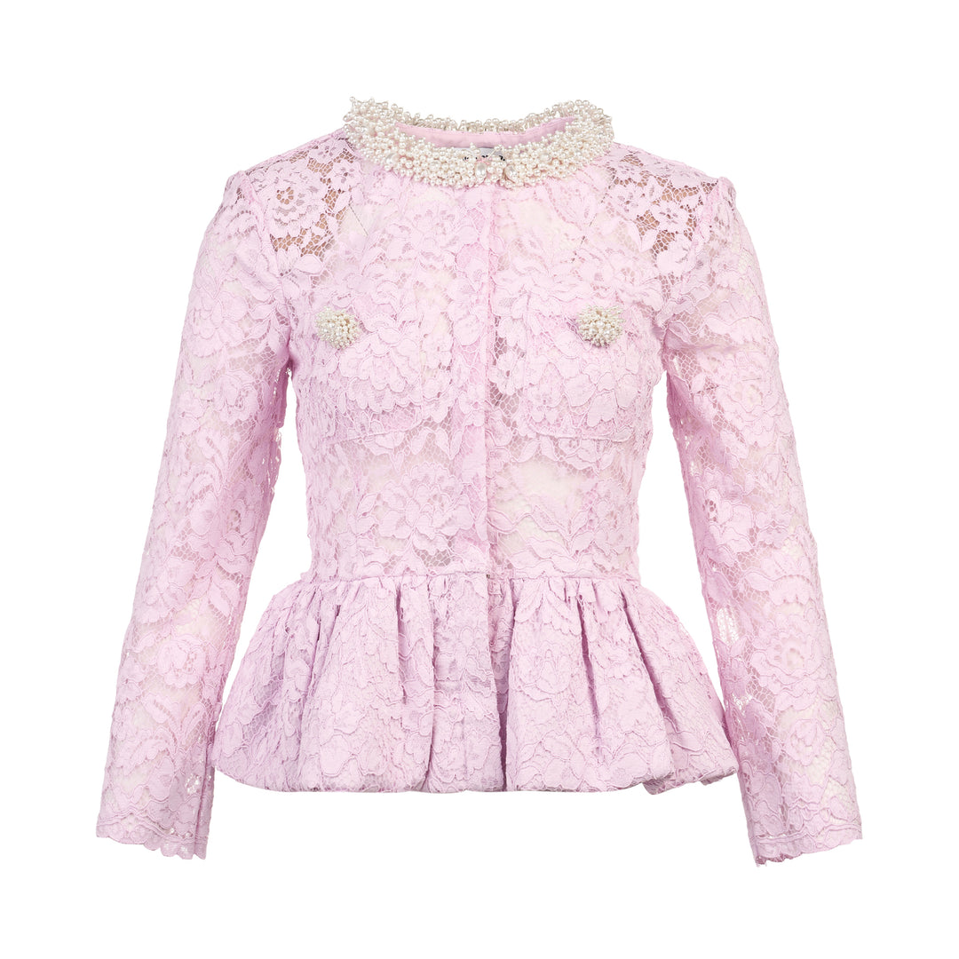 Pink Lace Peplum Top