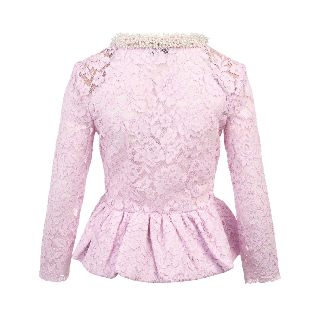 Pink Lace Peplum Top