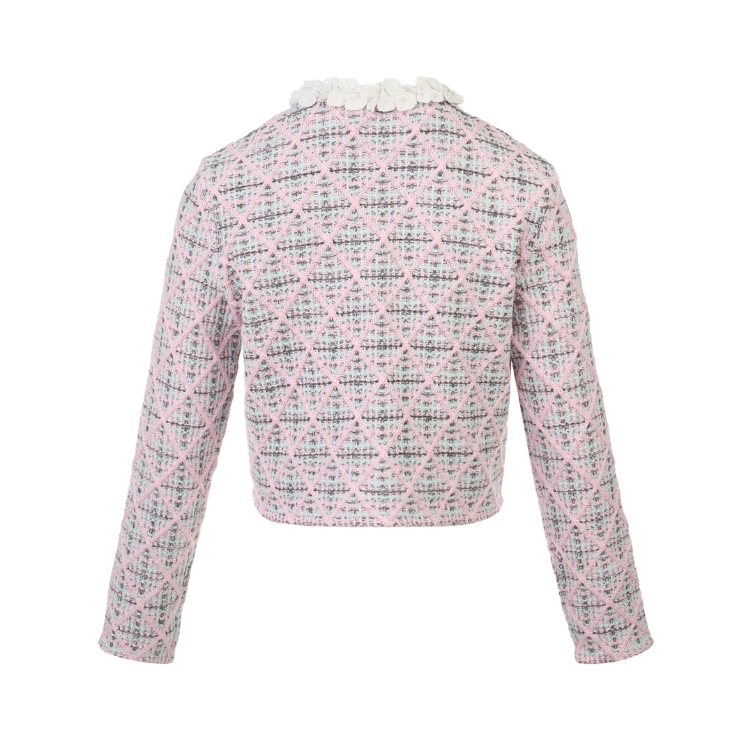 Pink Check Knit Cardigan