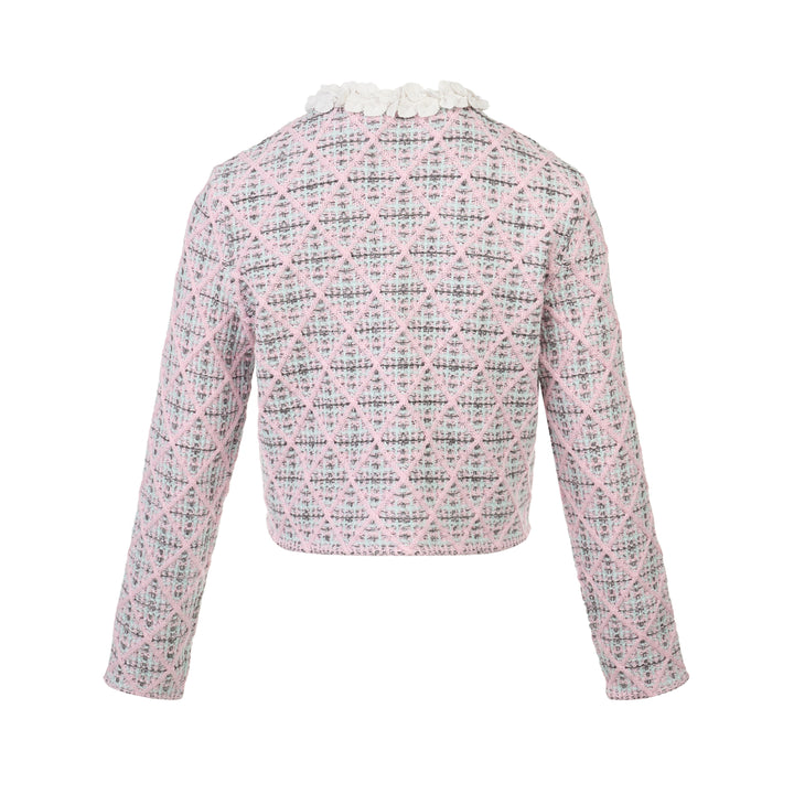 Pink Check Knit Cardigan