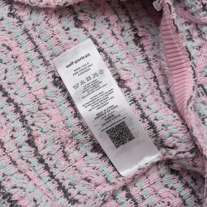 Pink Check Knit Cardigan