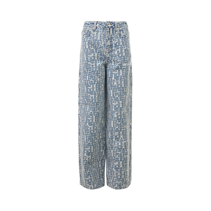 Blue Textured Denim Jeans