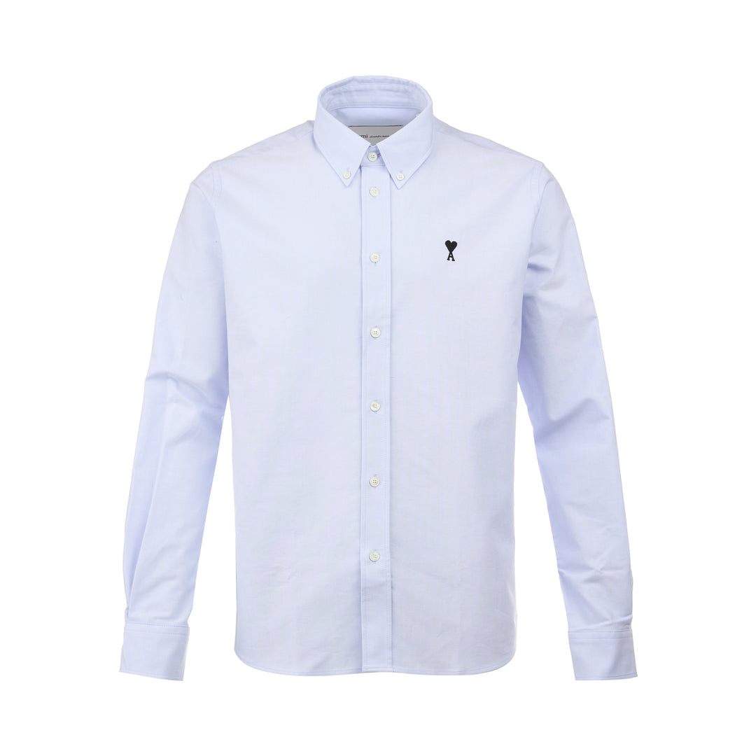 Contrasted Button-Down Collar Long Sleeve Shirt