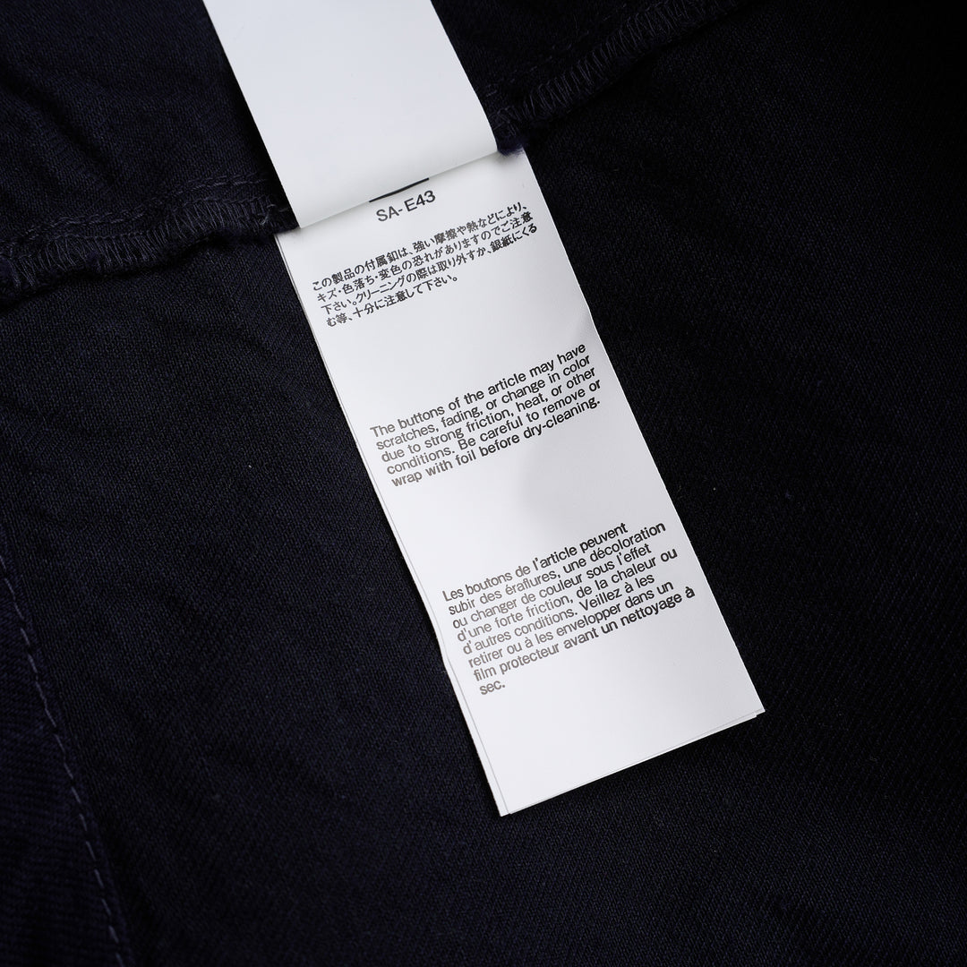 sacai indigo denim blazer jacket with notched lapels, contrast golden topstitching, flap chest pockets and gold anchor buttons - view 4