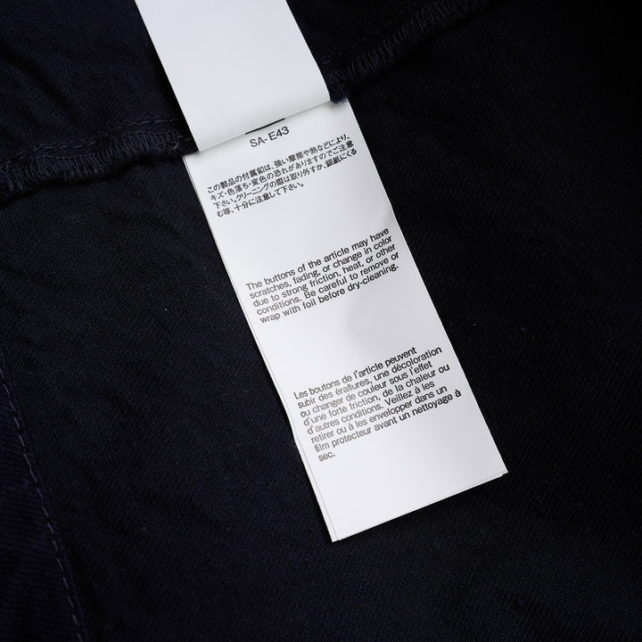 sacai indigo denim blazer jacket with notched lapels, contrast golden topstitching, flap chest pockets and gold anchor buttons - view 4