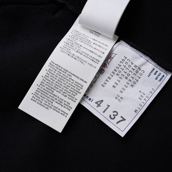 sacai Sponge Sweat Blouson in navy with asymmetric diagonal zip, contrast dark ribbed hem and cuffs, chest snap tabs and off-white sleeve zip pocket - view 5