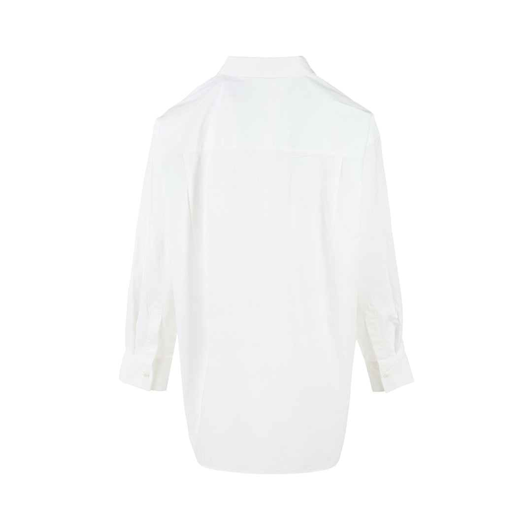 White structured cotton tuxedo shirt with pintucked bib front, pointed collar, concealed placket and long buttoned-cuff sleeves - view 2