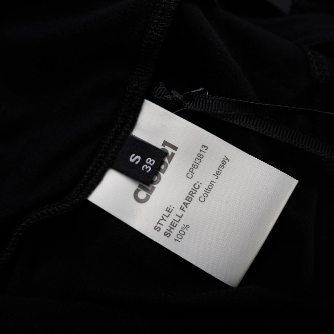 Black long sleeve cotton jersey Henley top with round neckline and five-button placket by Club21 Collection - view 3