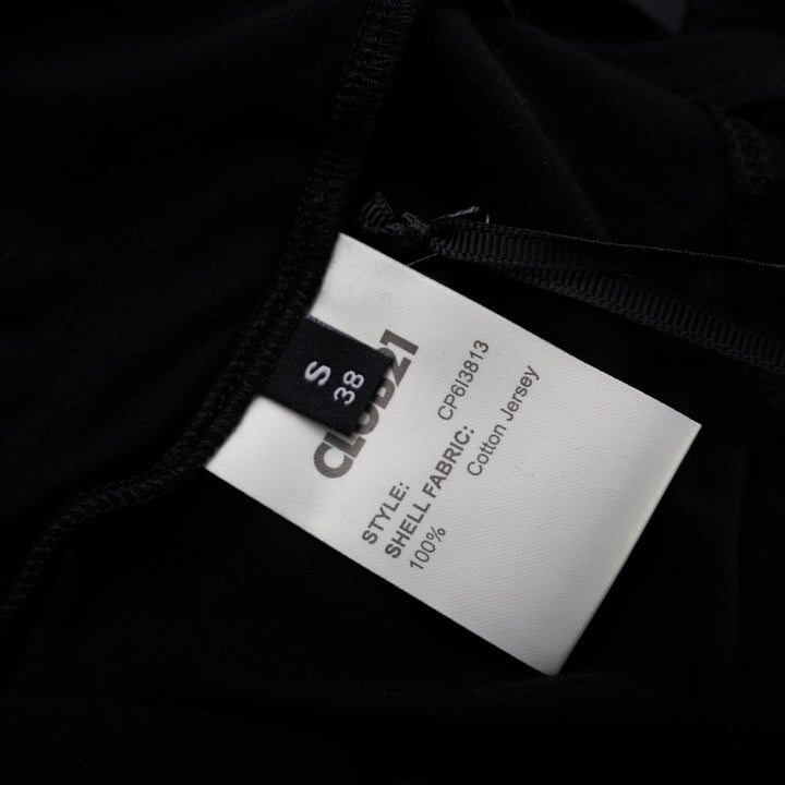 Black long sleeve cotton jersey Henley top with round neckline and five-button placket by Club21 Collection - view 3