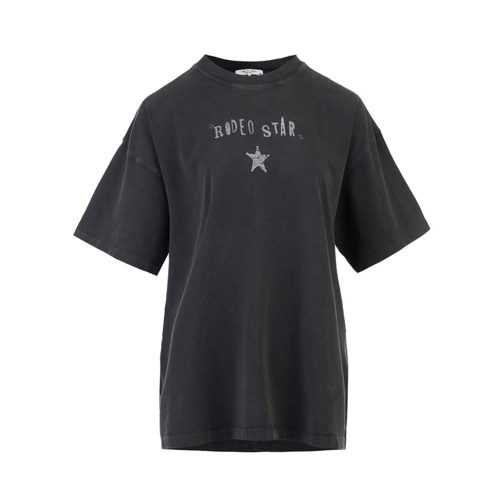 rag & bone Rodeo Star Alex Tee in washed black with distressed Rodeo Star lettering and star graphic on the chest