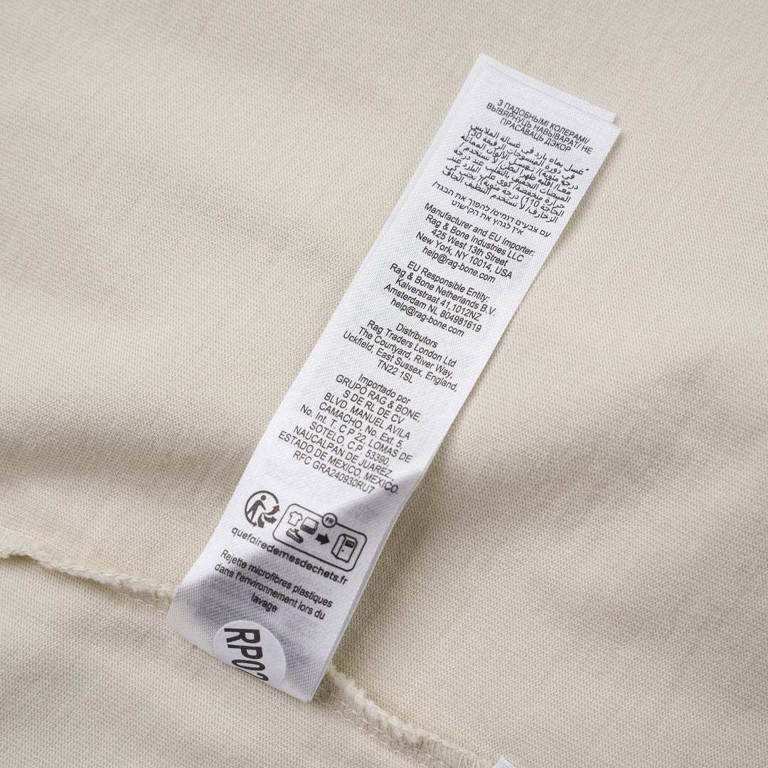 rag & bone University Alex Tee in cream with distressed navy collegiate "rag & bone NYC" graphic on the chest - view 6