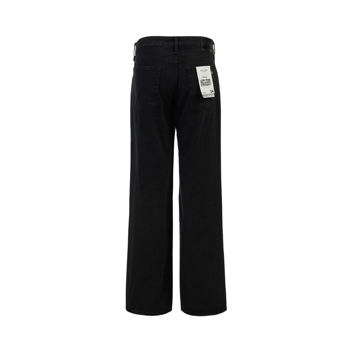 rag & bone Cam Full Straight Jeans in washed black denim, shown from the front with low-rise waist and full straight leg - view 2