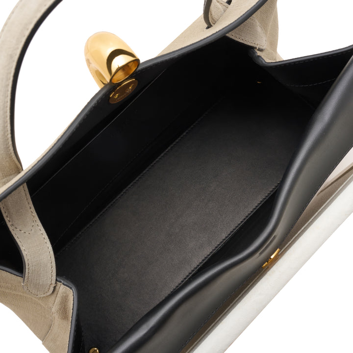 Jacquemus Le Valérie beige top handle handbag with sculptural gold clasp and adjustable shoulder strap - view 4