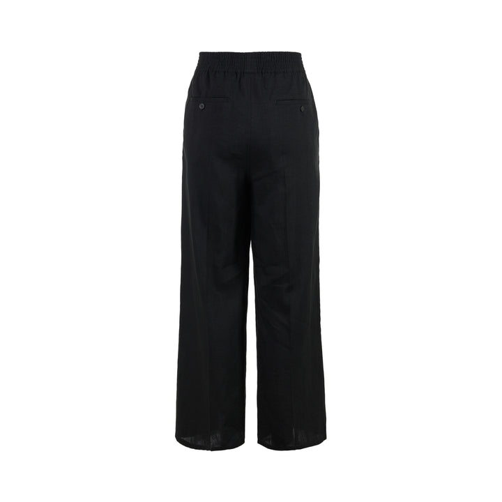 Jacquemus Miami black wide-leg trousers with a smocked elasticated waistband, shown from the front - view 2