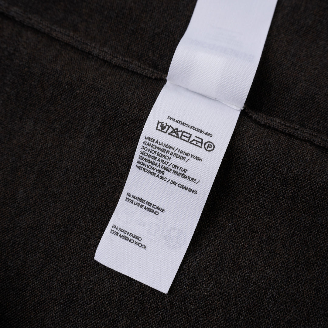Jacquemus charcoal knit sweater with mock neckline and intarsia J monogram with Le Palmier script at the chest - view 3