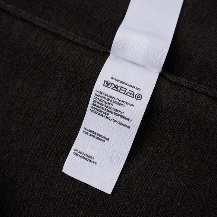 Jacquemus charcoal knit sweater with mock neckline and intarsia J monogram with Le Palmier script at the chest - view 3